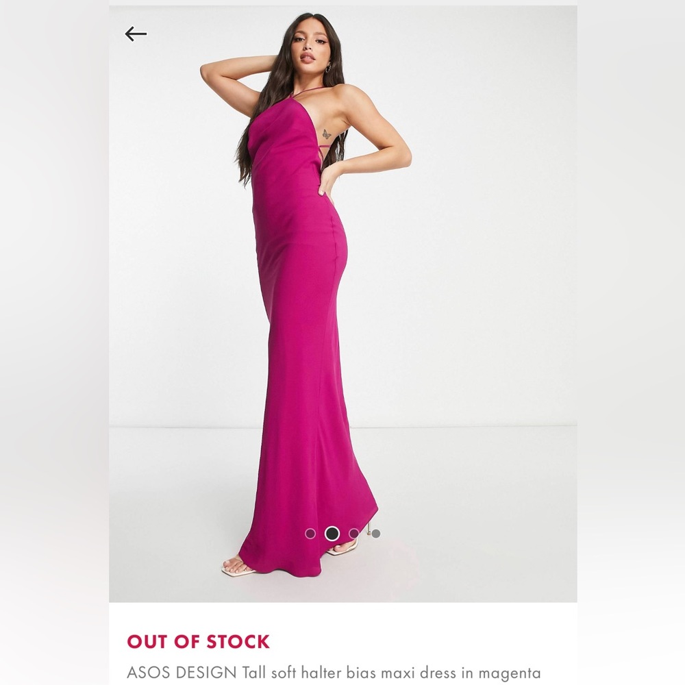 ASOS DESIGN Tall soft halter bias maxi dress in magenta